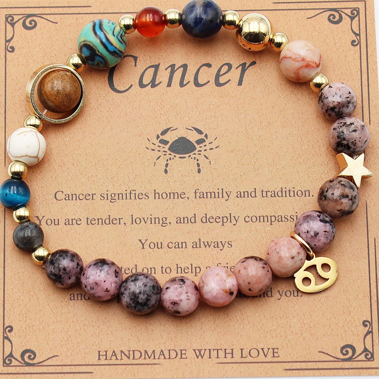 CELESTIAL HARMONY: 8-PLANET 12 CONSTELLATION BRACELET BY RAMODO JEWELRY – NATURAL STONE HEMP STONE, 19MM ZODIAC-INSPIRED ACCESSORY